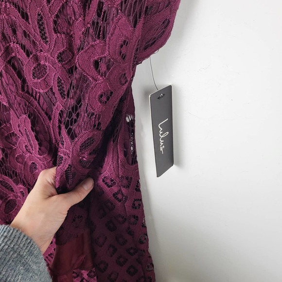 Lulu's Burgundy Lace Mini Dress - Picture 10 of 12